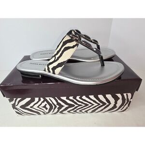 Dana Buchman Alora Zebra Thong Sandals BlackSilver Jeweled Gemstone Womens 7
367